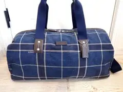COACH ネイビー チェック柄 ボストンバッグ 2～3泊ハワイのサムネイル