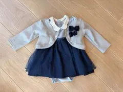 グレー ネイビー リボン付きドレスセット
