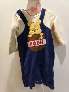 プーさん刺繍コーデュロイロンパース 80