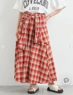 SM2 チェック柄ウエストリボンロングスカート
