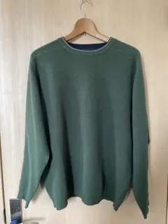 オールドユニクロ　UNIQLO グリーン クルーネック ニットセーター Lサイズ