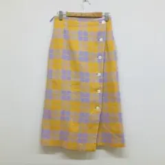 エメルリファインズ チェック ラップスカート風 ミディ丈 【XS】 イエロー系