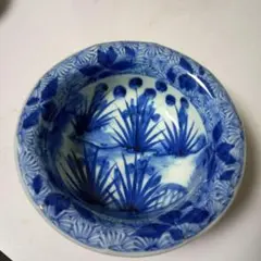 中国美術 明 清時代 染付竹花図皿 陶磁器 銘有 - メルカリ