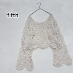 【美品】fifth ベージュ かぎ編みクロップドニット F 透け感 i5954のサムネイル