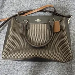 COACH チェック柄 ショルダーバッグ　ボストン　ハンドバッグ 中型
