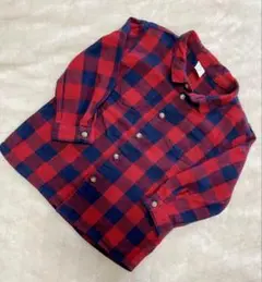 赤と紺のチェックシャツ H&M 90 cm