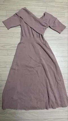 MERCURYDUO ニットワンピース 半袖 ピンクベージュ F