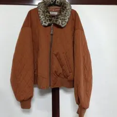MELROSE キルティングブルゾン レオパード襟 ブラウン
