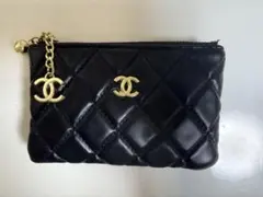 CHANEL ブラックレザー コインケースフラグメントケース