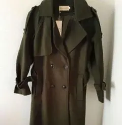 オリーブ ダブルブレスト ロングコート