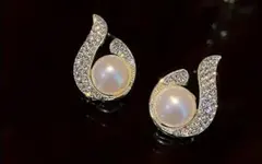 【新商品】水滴模様×パールのピアス　日常・結婚式・パーティーに!