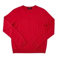 ユニクロ　3Dカシミヤクルーネックセーター　レッド　赤　S