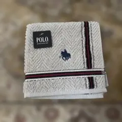 POLO タオルハンカチ グレー ライン入り