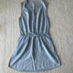 美品【GAP】ノースリーブデニムワンピース XS ライトブルー