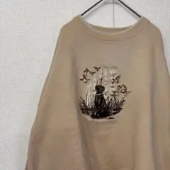 アメリカ古着　スウェット　アニマル　刺繍　ロゴ　 XL 3728