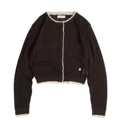 MUHET レイヤード風ニットカーディガン ブラウン