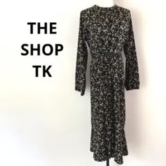 THE SHOP TK 花柄バンドカラーシャツワンピ ティアード フレア