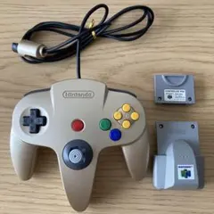 Nintendo N64 コントローラー ゴールド 付属品セット（振動パック他）