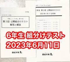 四谷大塚 6年生 第3回公開組分けテスト 2023年6月11日実施