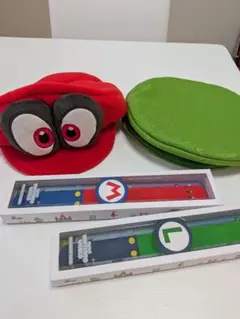 マリオ　ルイージ　パワーアップバンドと帽子セット