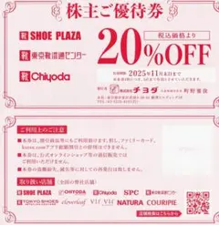 チヨダ 株主優待 20%割引券 シュープラザ 東京靴流通センター⑧