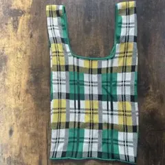 LOWRYS FARM チェック柄 ニットバッグ