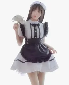 白黒フリル メイド服 コスプレ