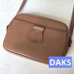 ブラウンレザーショルダーバッグ フリンジ付き