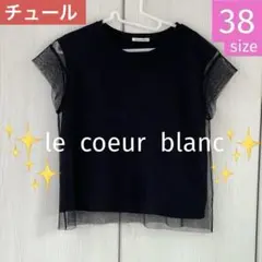 ルクールブラン　透け感が可愛いチュールブラウス❣️ブラック❣️38サイズのサムネイル