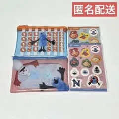 パペットスンスン スシロー コラボ限定クリアポーチ＆シール ブルー ピンク