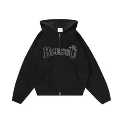 新品 BLESS U BU OG LOGO ZIP UP HOODIE 黒 L