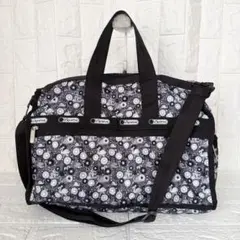 ♡美品♡レスポートサック　2way ボストン・ショルダー 花柄・白鳥柄　モノクロ