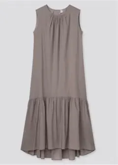 ユニクロ★コットンティアードワンピース★マーメイドフレアSベージュ