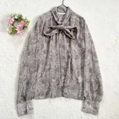 美品★ メイカーズシャツ鎌倉 ペイズリー柄 ボウタイリボン ブラウス 9号のサムネイル