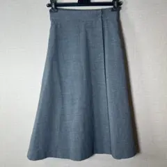 美品【INED】ラップフレアAラインスカート グレー(7号)オフィスOK 綺麗め