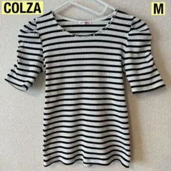 ★COLZA★レディース★M★半袖トップス★ボーダー(ブラック×ホワイト)★