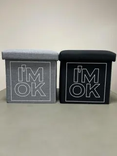 ロンハーマン　I'M OK ボックス型スツール 収納　２個セット　グレー　黒