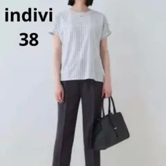 INDIVI インディビ　袖タック　ブラウス　【洗える／ストライプ柄】38のサムネイル