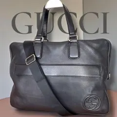 グッチ GUCCI ソーホー シボ革 本革2WAYビジネス 黒A4可 メンズ良品のサムネイル
