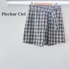 Plechur Ciel キュロットパンツ チェック柄 総柄 ベルト付き