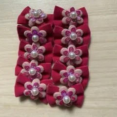 犬用リボン 12個セット 花モチーフ