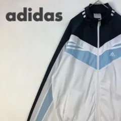 3104 00s アディダス　ジャージ　トラックジャケット　刺繍　ロゴ　紺