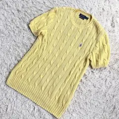 極美品 ポロラルフローレン PIMA COTTON ケーブルニット イエロー M