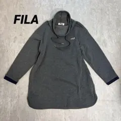 【美品】FILA 00s スウェット チュニック ハイネック グレー M Y2K