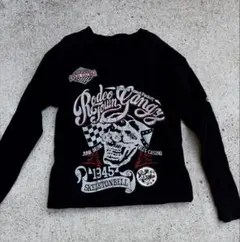 y2k パンク お兄系 平成系 ワッフル ロンT フェード 短丈 グランジ 黒