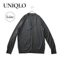 UNIQLO メリノVネックカーディガン　ダークグレー　L　ウール　ユニセックスのサムネイル