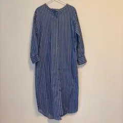 アーバンリサーチ　ロングシャツワンピース　ストライプ　ブルー