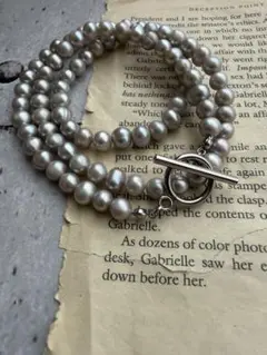 淡水パールネックレス　マンテル　アレルギー対応　長め