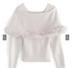 ファー付きケープ風ニットトップス 〔an1344〕