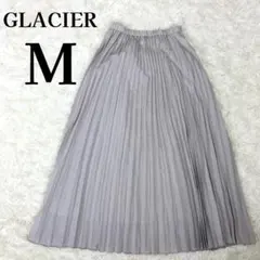 【美品】グラシア GLACIER マキシ丈 プリーツスカート M ライトグレー